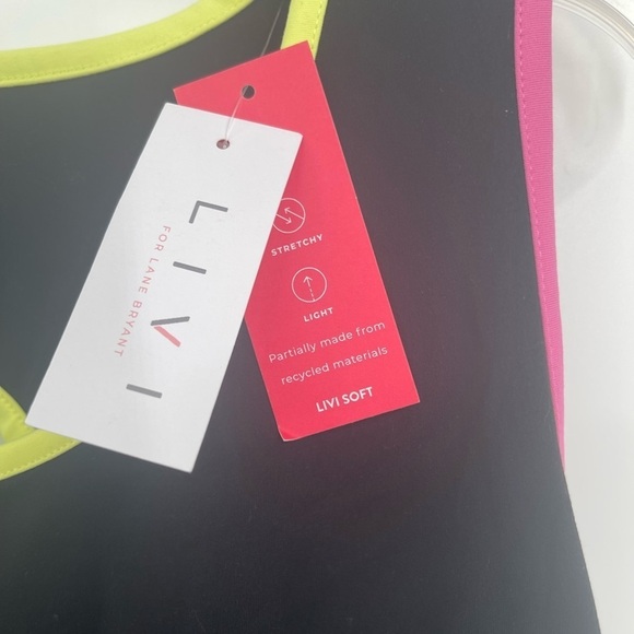 LIVI Soft Back-Detail Recycled Tank Black Multi Size 22-24 Women’s NWT workout - Picture 4 of 9
